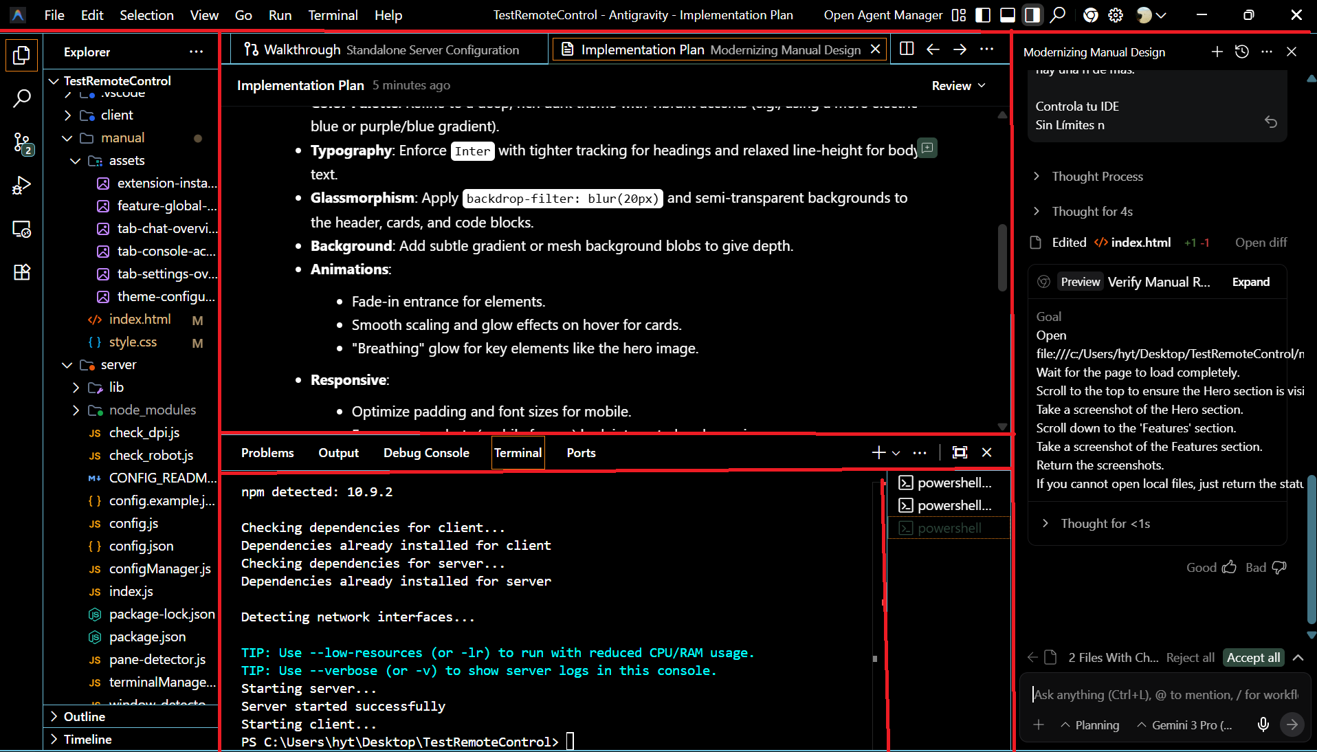 Ejemplo de disposición de paneles